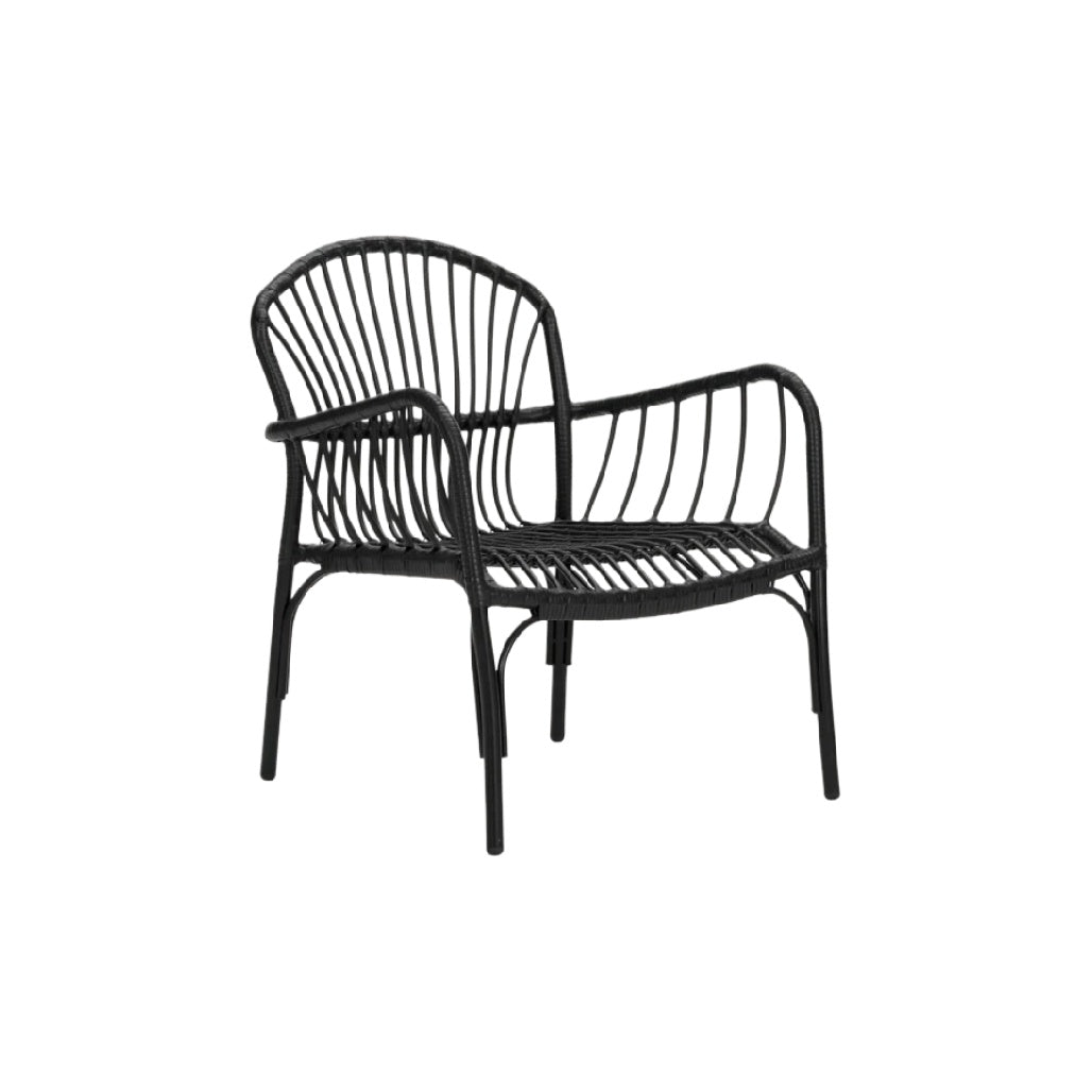 Schwarzer Rattanstuhl mit geschwungenem Design
